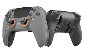 Front and back view of custom grey PS5 controller
